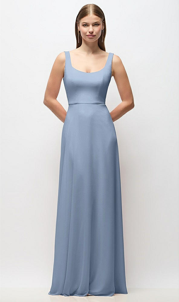 Front View - Cloudy Scoop Neck Tank Strap Chiffon Maxi Dress