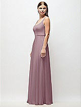 Side View Thumbnail - Dusty Rose Scoop Neck Tank Strap Chiffon Maxi Dress