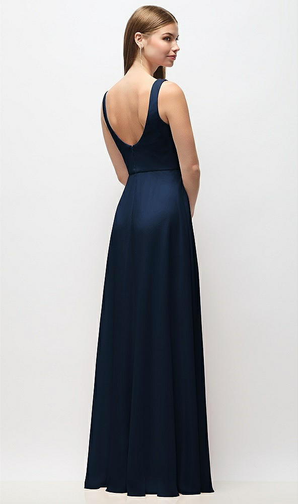 Back View - Midnight Navy Scoop Neck Tank Strap Chiffon Maxi Dress