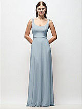 Front View Thumbnail - Mist Scoop Neck Tank Strap Chiffon Maxi Dress