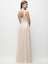 Rear View Thumbnail - Oat Scoop Neck Tank Strap Chiffon Maxi Dress
