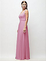 Side View Thumbnail - Powder Pink Scoop Neck Tank Strap Chiffon Maxi Dress