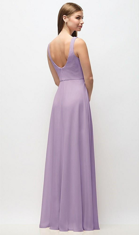 Back View - Pale Purple Scoop Neck Tank Strap Chiffon Maxi Dress