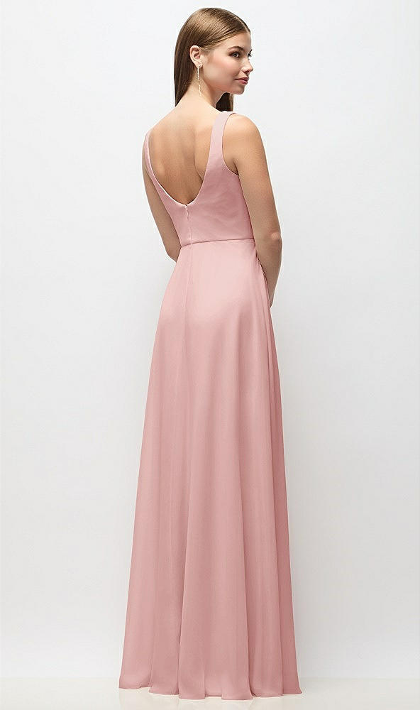 Back View - Rose Scoop Neck Tank Strap Chiffon Maxi Dress