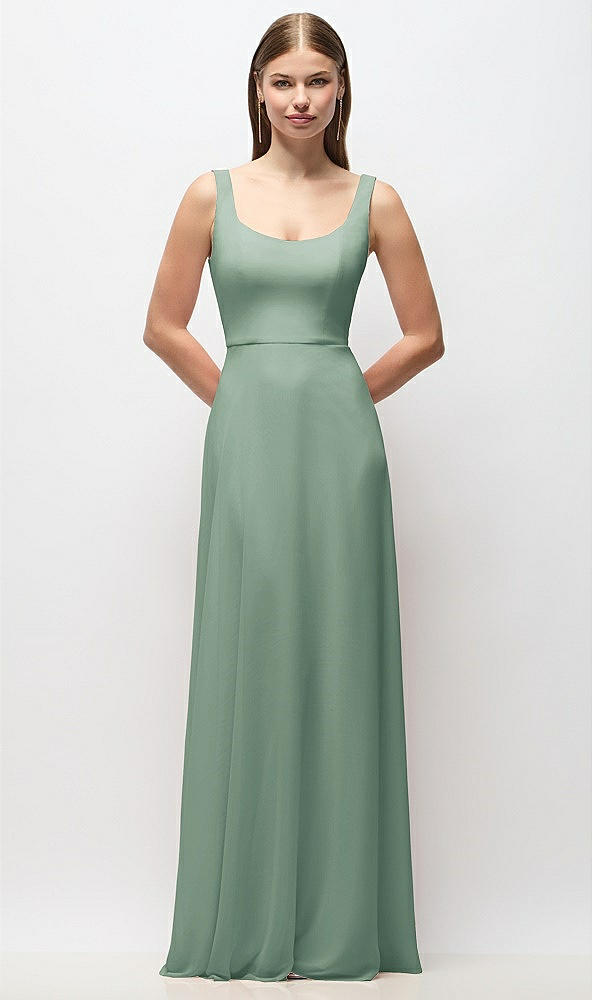 Front View - Seagrass Scoop Neck Tank Strap Chiffon Maxi Dress