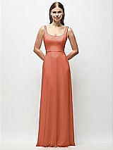 Front View Thumbnail - Terracotta Copper Scoop Neck Tank Strap Chiffon Maxi Dress