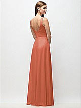 Rear View Thumbnail - Terracotta Copper Scoop Neck Tank Strap Chiffon Maxi Dress