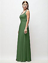 Side View Thumbnail - Vineyard Green Scoop Neck Tank Strap Chiffon Maxi Dress