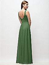Rear View Thumbnail - Vineyard Green Scoop Neck Tank Strap Chiffon Maxi Dress