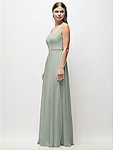 Side View Thumbnail - Willow Green Scoop Neck Tank Strap Chiffon Maxi Dress