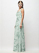 Side View Thumbnail - Mint Green Floral Scoop Neck Tank Strap Floral Chiffon Maxi Dress