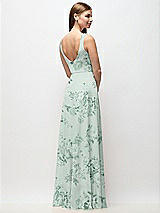 Rear View Thumbnail - Mint Green Floral Scoop Neck Tank Strap Floral Chiffon Maxi Dress