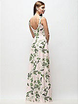 Rear View Thumbnail - Palm Beach Print Scoop Neck Tank Strap Floral Chiffon Maxi Dress