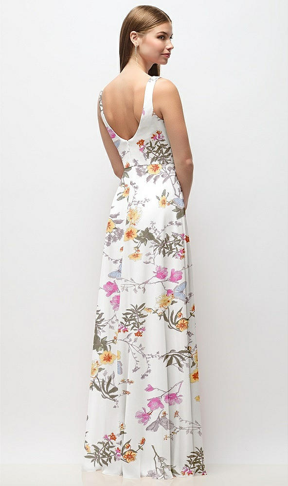 Back View - Butterfly Botanica Ivory Scoop Neck Tank Strap Floral Chiffon Maxi Dress