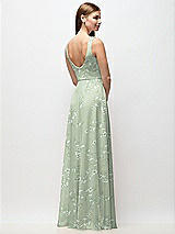 Rear View Thumbnail - Vintage Primrose Sage Scoop Neck Tank Strap Floral Chiffon Maxi Dress