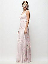 Side View Thumbnail - Watercolor Print Scoop Neck Tank Strap Floral Chiffon Maxi Dress
