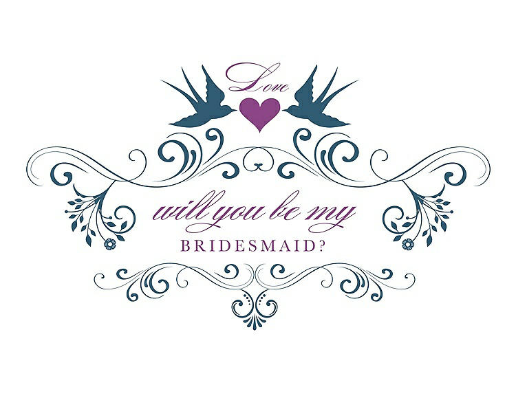 Front View - Marine & Orchid Will You Be My Bridesmaid Card - Classic