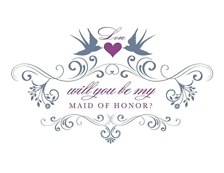 Front View - Larkspur Blue & Orchid Will You Be My Maid of Honor Card - Classic