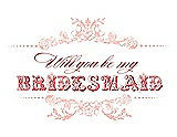 Front View Thumbnail - Primrose & Perfect Coral Will You Be My Bridesmaid Card - Vintage