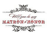 Front View Thumbnail - Chocolate & Perfect Coral Will You Be My Matron of Honor Card - Vintage