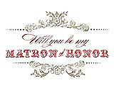 Front View Thumbnail - Champagne & Perfect Coral Will You Be My Matron of Honor Card - Vintage