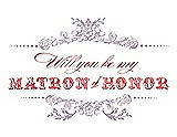 Front View Thumbnail - Wood Violet & Perfect Coral Will You Be My Matron of Honor Card - Vintage