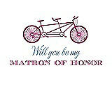 Front View Thumbnail - Cerise & Cornflower Will You Be My Matron of Honor Card - Bike