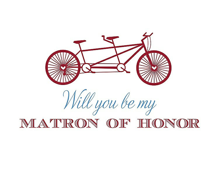 Front View - Barcelona & Cornflower Will You Be My Matron of Honor Card - Bike