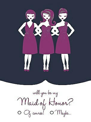 Will You Be My Maid of Honor Card - Girls Checkbox