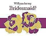 Front View Thumbnail - Marigold & Persian Plum Will You Be My Bridesmaid Card - 2 Color Flowers