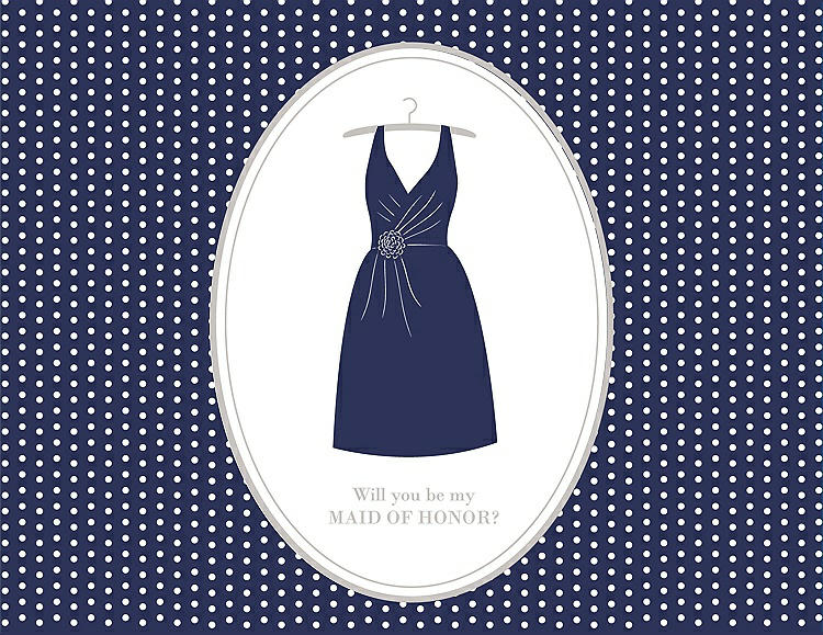 Front View - Blueberry & Oyster Will You Be My Maid of Honor Card - Dress