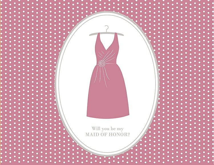 Front View - Carnation & Oyster Will You Be My Maid of Honor Card - Dress