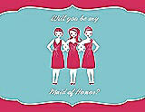 Front View Thumbnail - Pantone Honeysuckle & Spa Will You Be My Maid of Honor Card - Girls