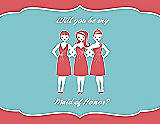 Front View Thumbnail - Perfect Coral & Spa Will You Be My Maid of Honor Card - Girls
