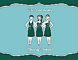 Front View Thumbnail - Hunter Green & Spa Will You Be My Maid of Honor Card - Girls