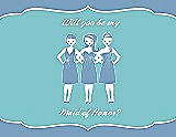 Front View Thumbnail - Windsor Blue & Spa Will You Be My Maid of Honor Card - Girls