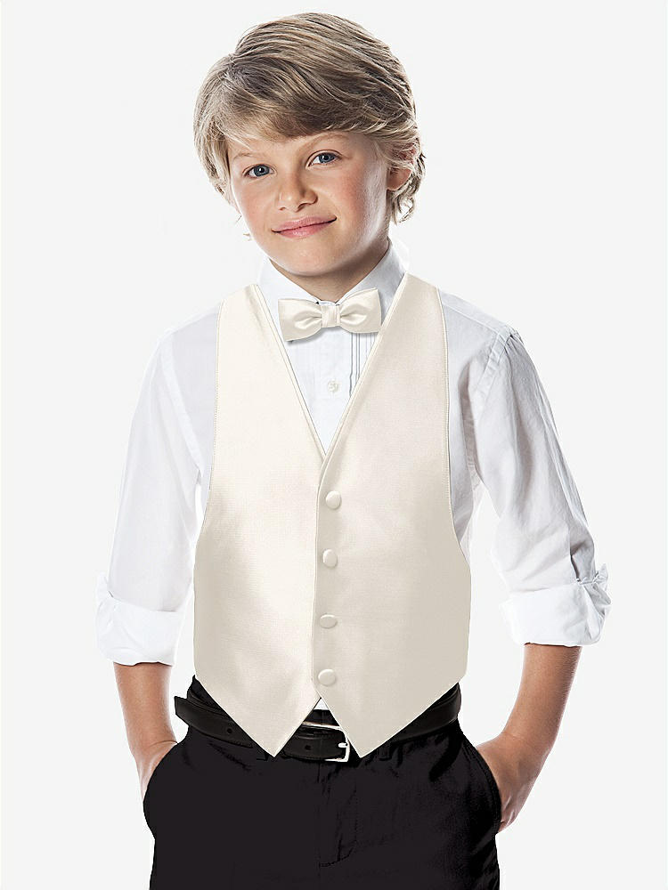 Front View - Ivory Yarn-Dyed Boy's Backless Vest by After Six