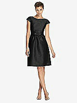 Front View Thumbnail - Black Bateau Neck Cap Sleeves Cocktail Bridesmaid Dress 