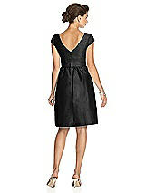 Rear View Thumbnail - Black Bateau Neck Cap Sleeves Cocktail Bridesmaid Dress 