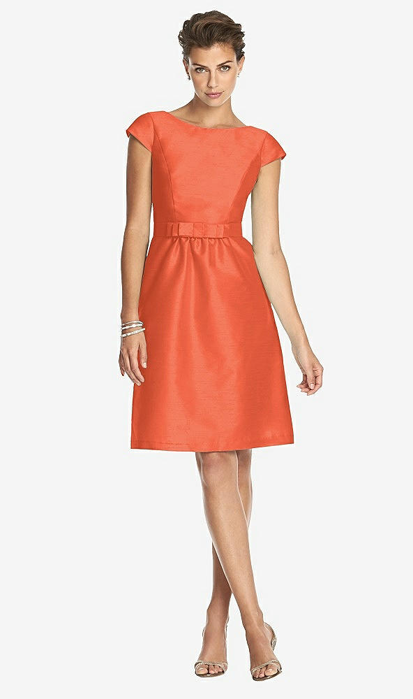 Front View - Fiesta Bateau Neck Cap Sleeves Cocktail Bridesmaid Dress 