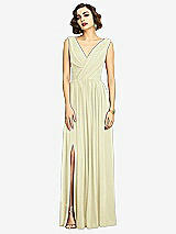 Alt View 3 Thumbnail - Butter Yellow Sleeveless Draped Chiffon Maxi Dress with Front Slit