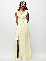 Alt View 6 Thumbnail - Butter Yellow Sleeveless Draped Chiffon Maxi Dress with Front Slit