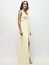 Alt View 7 Thumbnail - Butter Yellow Sleeveless Draped Chiffon Maxi Dress with Front Slit