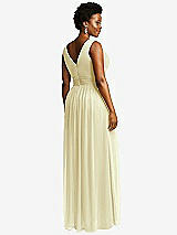 Rear View Thumbnail - Butter Yellow Sleeveless Draped Chiffon Maxi Dress with Front Slit