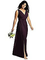 Alt View 1 Thumbnail - Deep Plum Sleeveless Draped Chiffon Maxi Dress with Front Slit