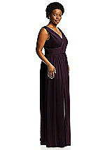 Alt View 4 Thumbnail - Deep Plum Sleeveless Draped Chiffon Maxi Dress with Front Slit