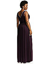 Alt View 5 Thumbnail - Deep Plum Sleeveless Draped Chiffon Maxi Dress with Front Slit