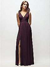 Alt View 6 Thumbnail - Deep Plum Sleeveless Draped Chiffon Maxi Dress with Front Slit