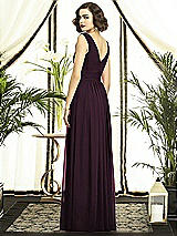 Rear View Thumbnail - Deep Plum Sleeveless Draped Chiffon Maxi Dress with Front Slit