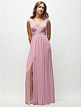 Alt View 6 Thumbnail - Dusty Pink Sleeveless Draped Chiffon Maxi Dress with Front Slit